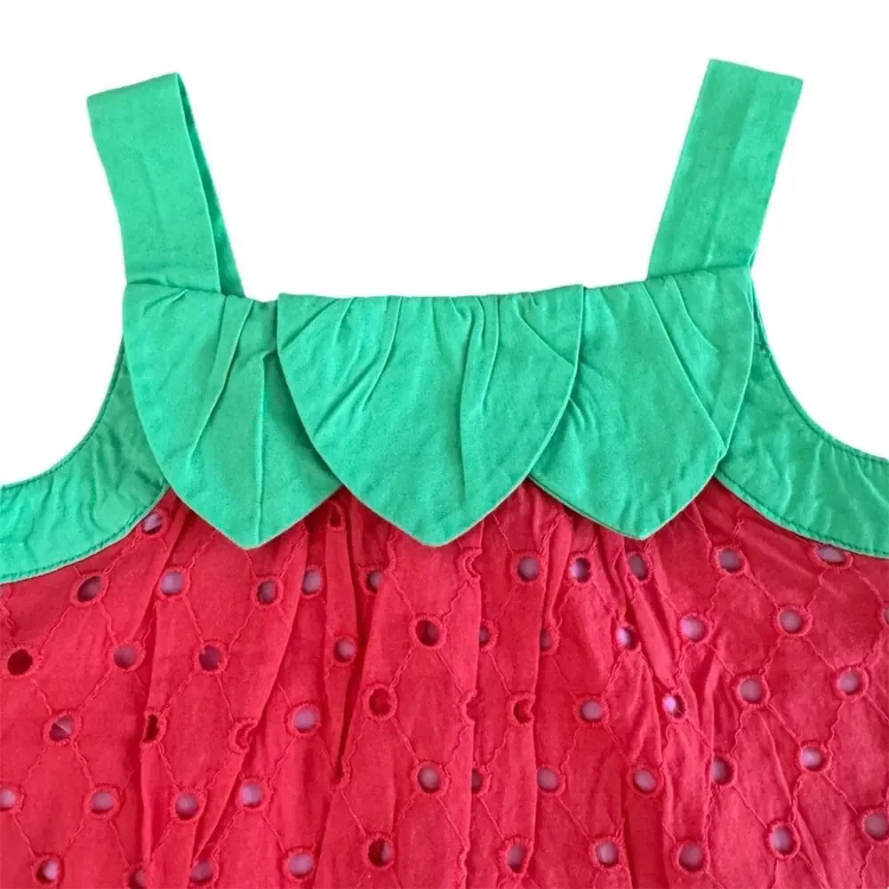 Gymboree Girls’ Strawberry Patch Eyelet Bubble Top Red Green Size 2